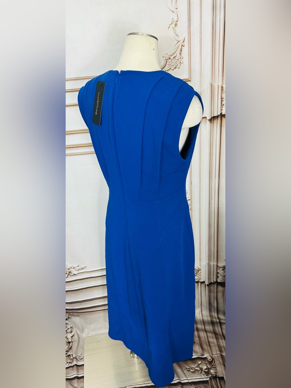 Donna Karan Cobalt V-Neck Midi Dress - Picture 4 of 15